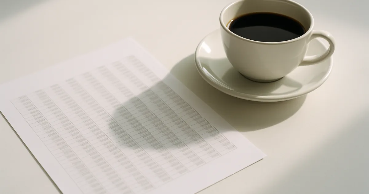 Tableau de chiffres imprimé posé sur un bureau