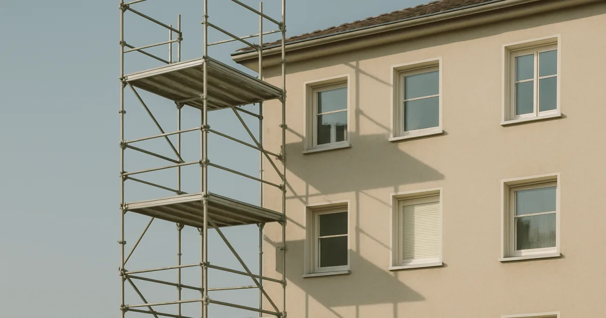 Échafaudage contre la façade d'un immeuble