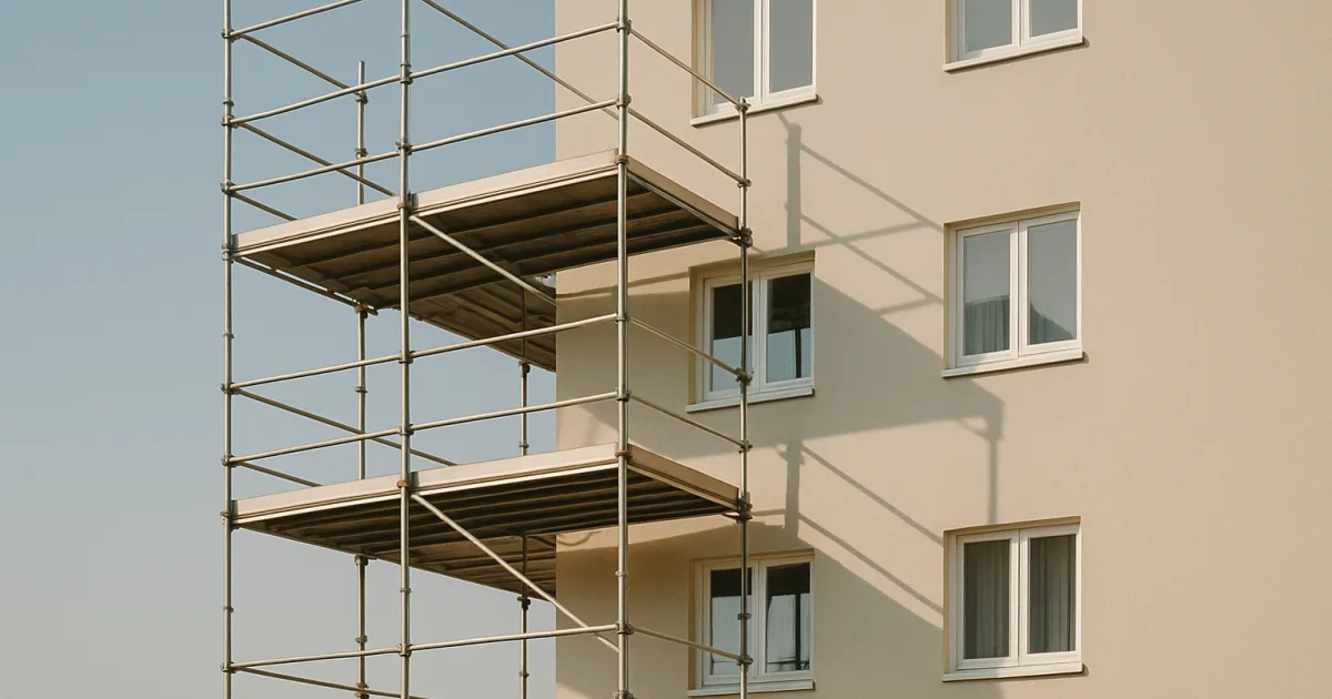 Échafaudage contre la façade d'un immeuble