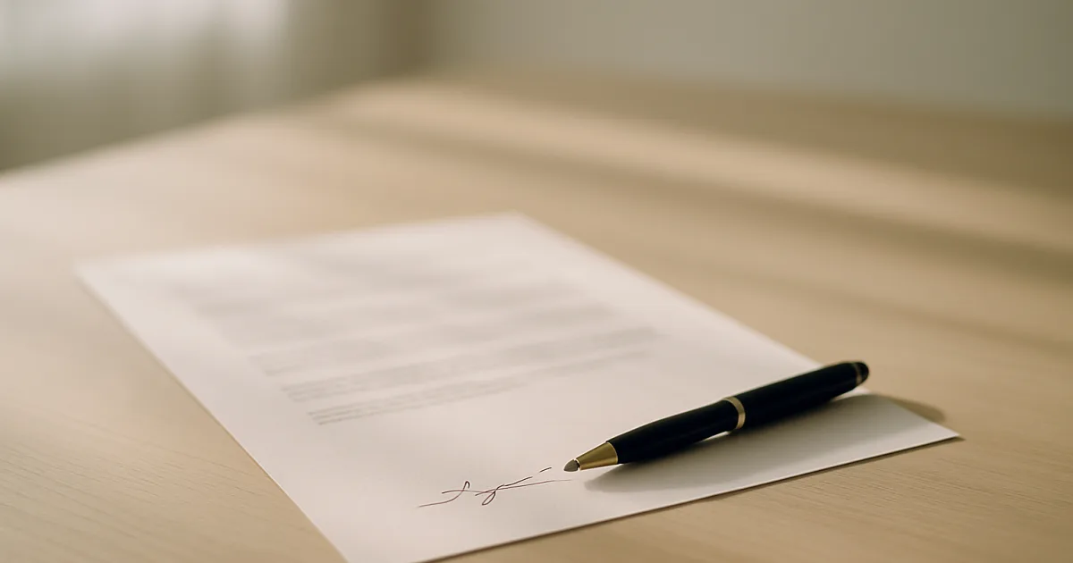 Document signé avec un stylo posé dessus