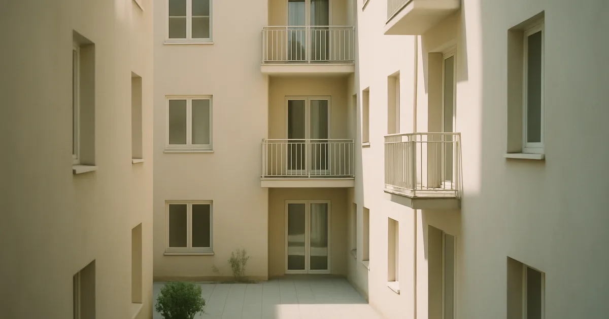 Cour intérieure calme d'un immeuble d'habitation