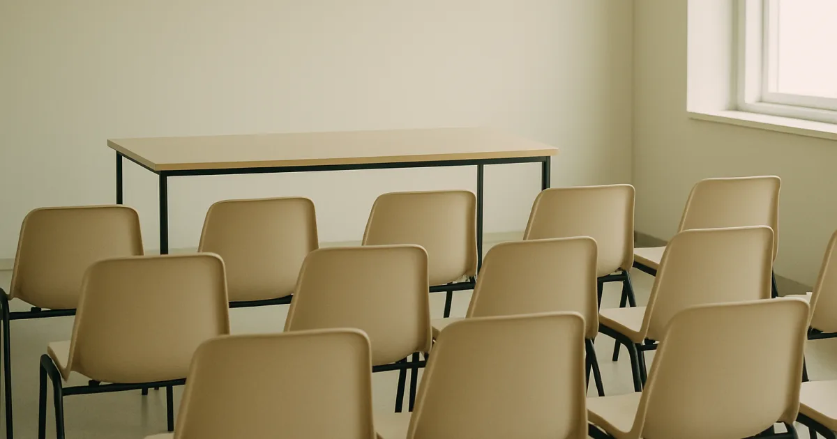 Salle de réunion avec chaises alignées